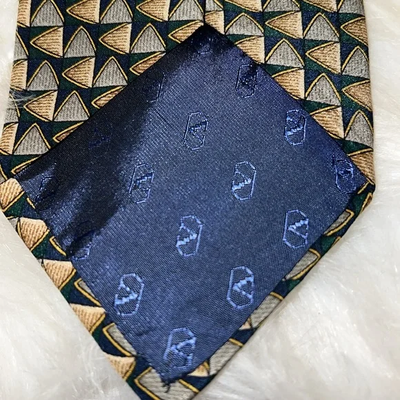 Valentino Black and Gold Geometric Silk Tie - Picture 4 of 4